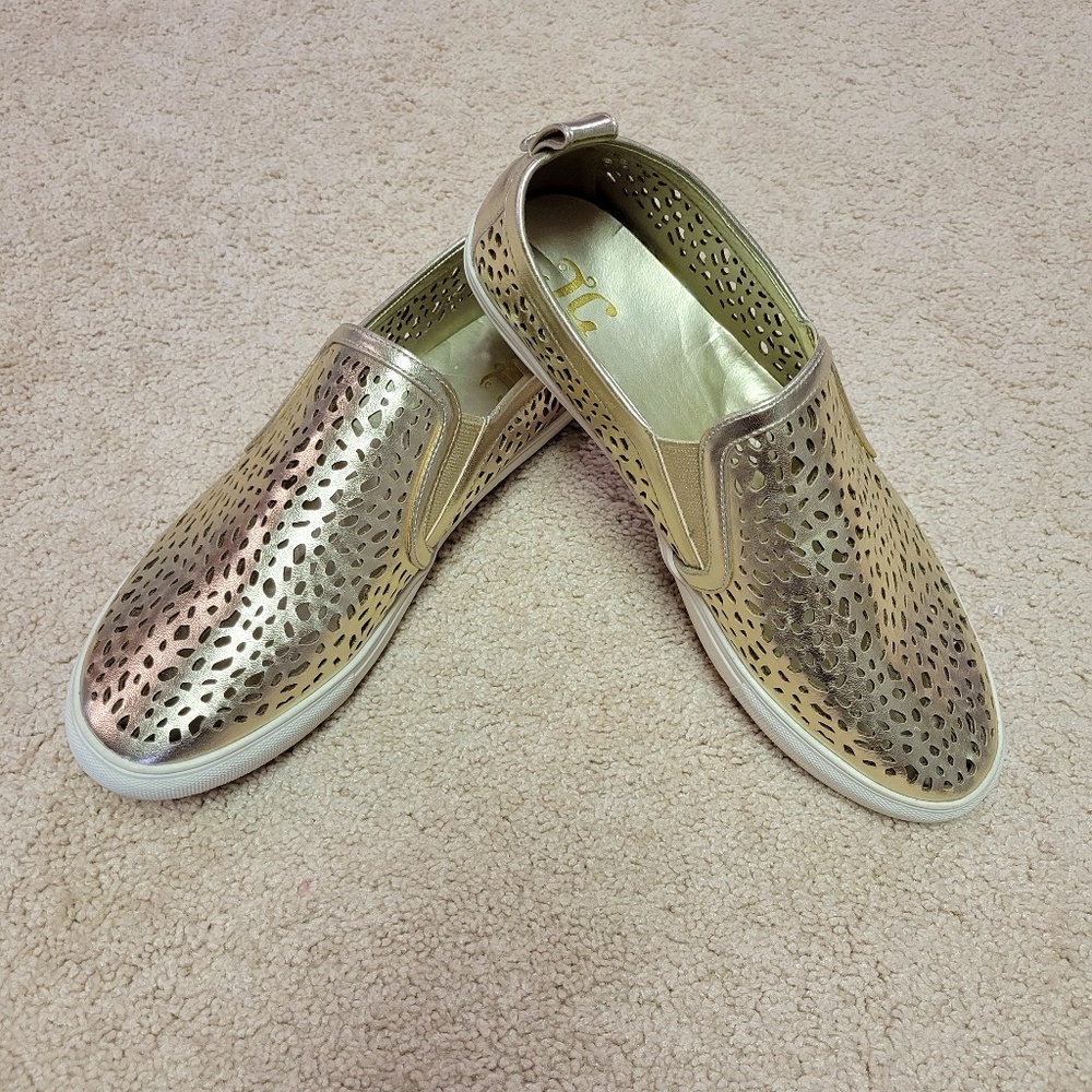 JG Gold Slip-on Sneakers, Size 12M